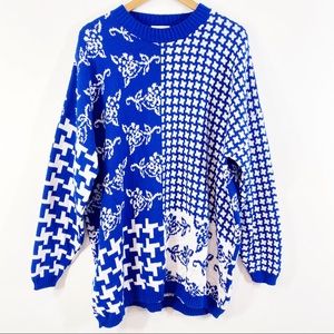Vintage Worthington blue white thick cozy sweater